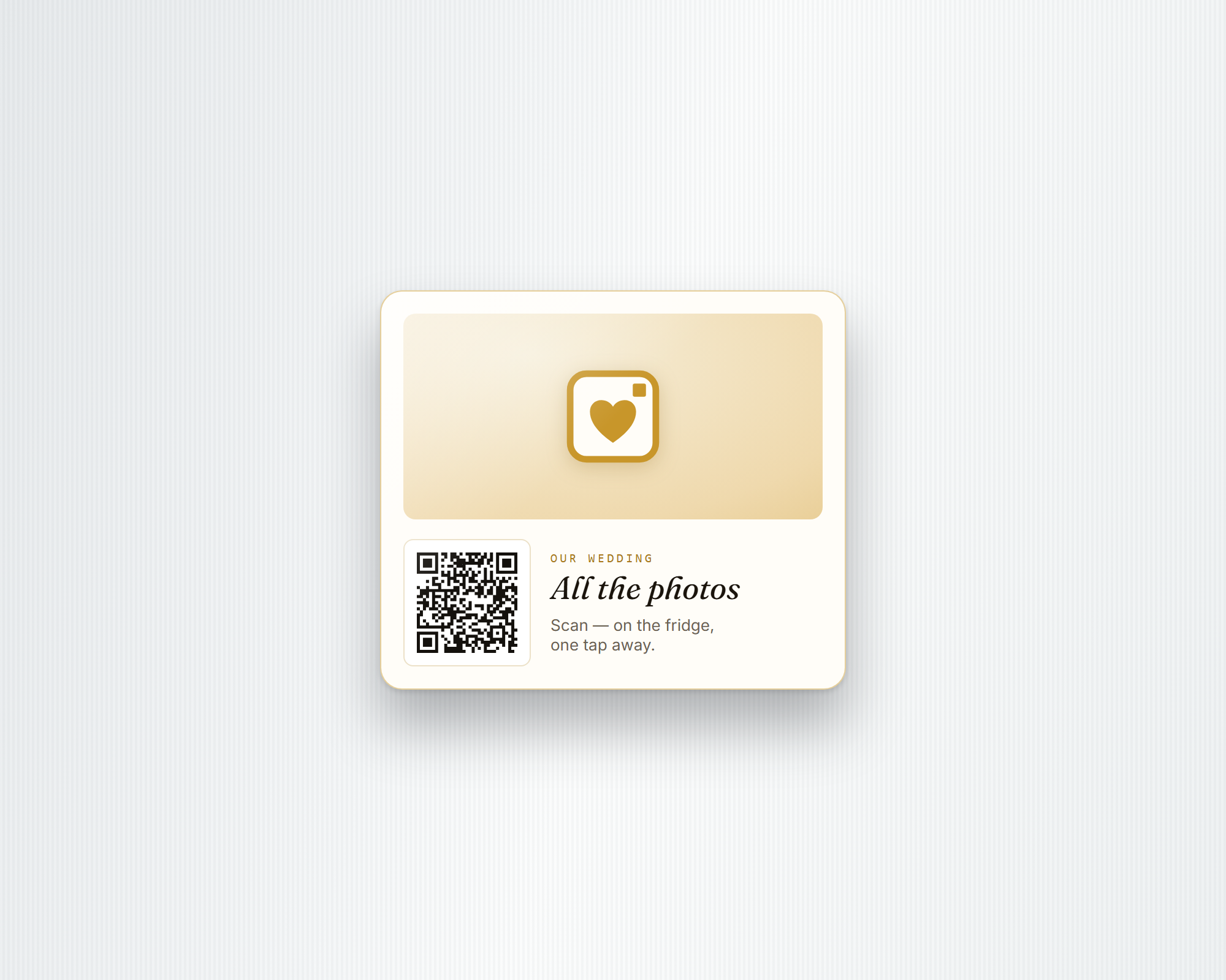 A souvie.link QR code on a fridge magnet